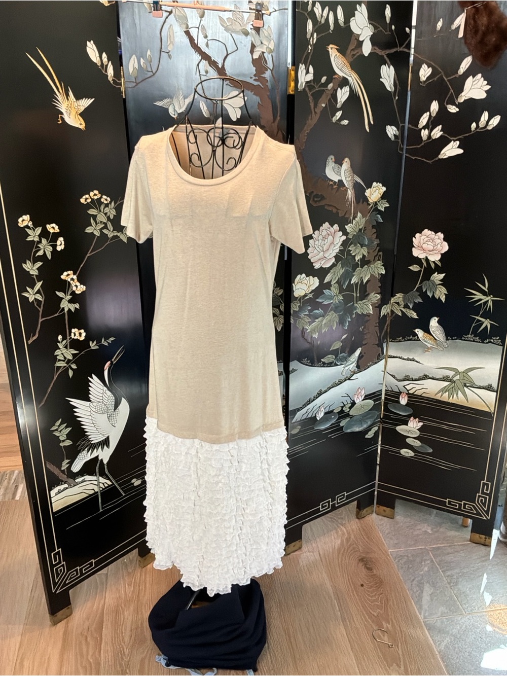 ✨ NEXT LEVEL APPAREL Upcycled Boho Tiered Ruffle T-Shirt Dress - Size L ✨
